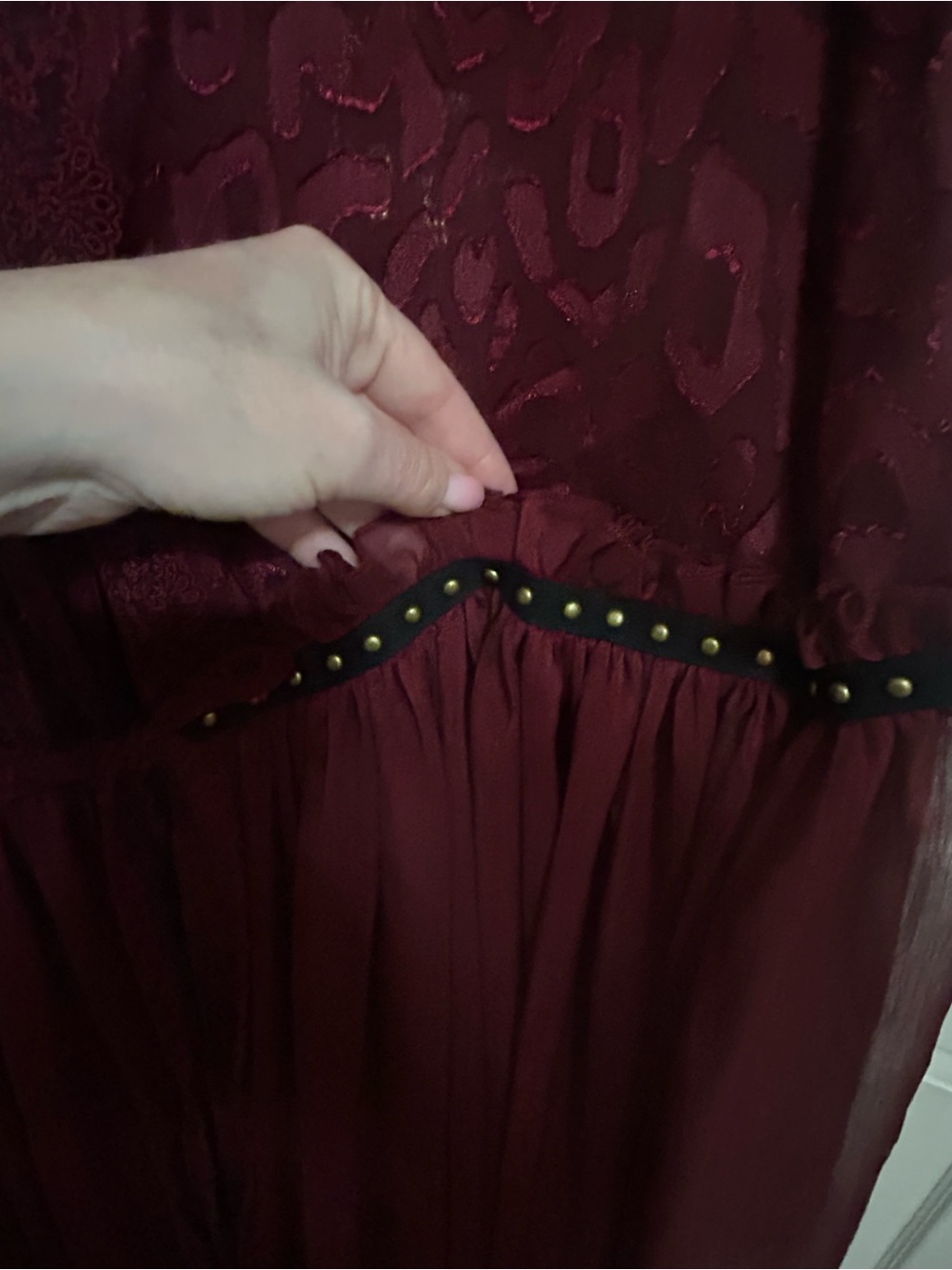 Burgundy studded maxi top or duster nwot xl - Picture 5 of 13